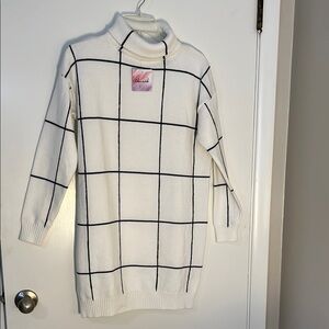 White Cowl Neck Sweater with Turtleneck Design